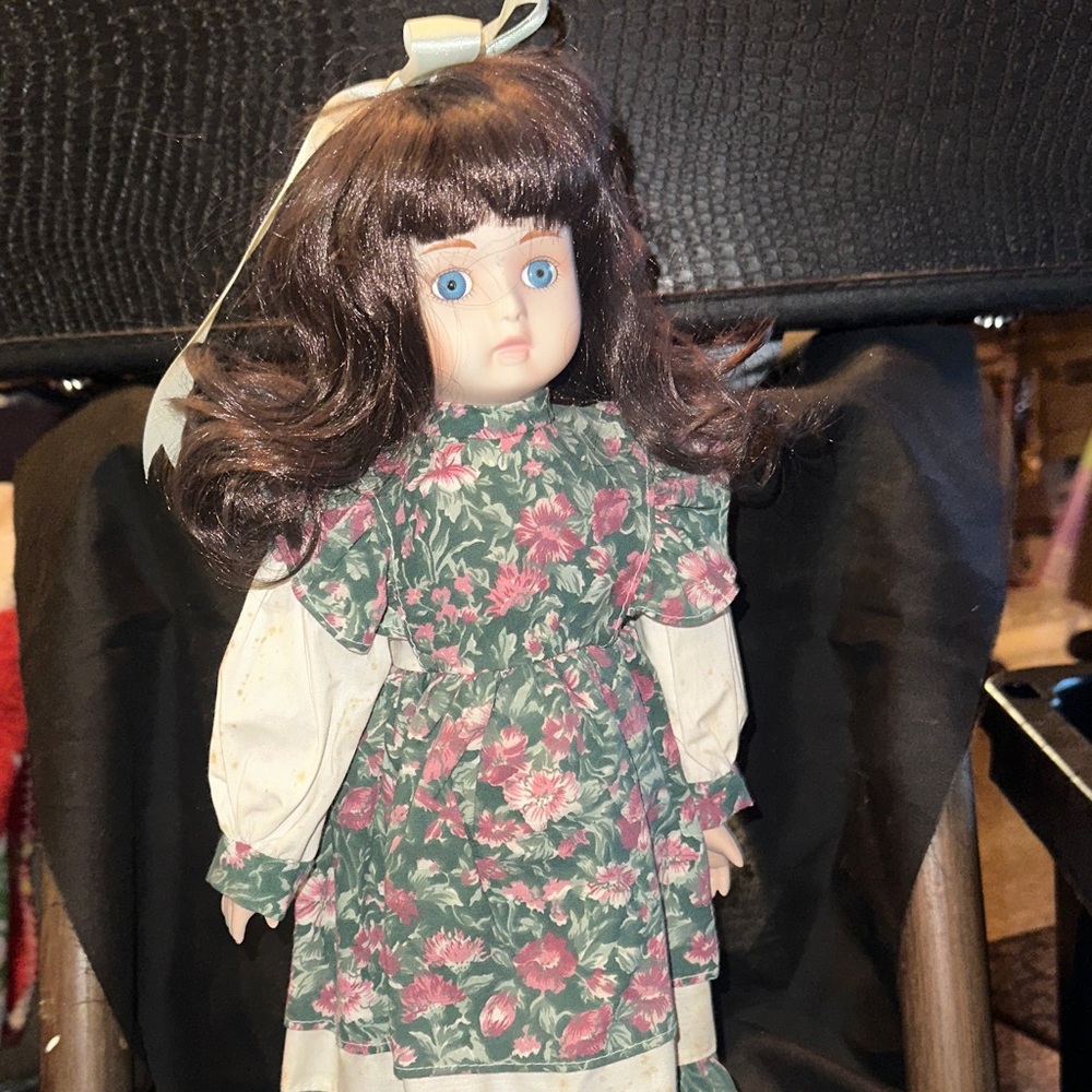 Source Unknown Green and Pink Floral Doll